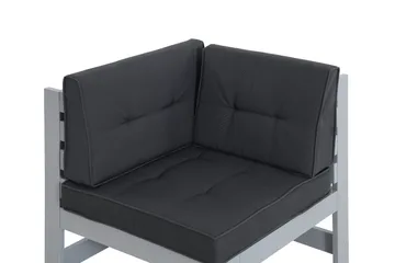 Husarn Hörnmodul Utomhus - Hörndel i Trä för Uteplats - Grå / Svarta dynor - Utemöbler & utemiljö - Loungemöbler - Loungeset & loungegrupp