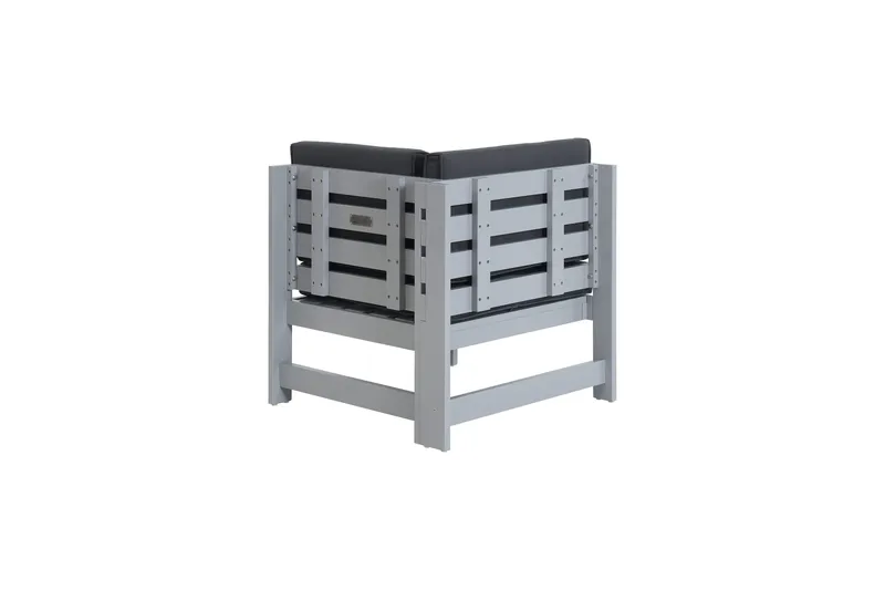 Husarn Hörnmodul Utomhus - Hörndel i Trä för Uteplats - Grå / Svarta dynor - Utemöbler & utemiljö - Loungemöbler - Loungeset & loungegrupp