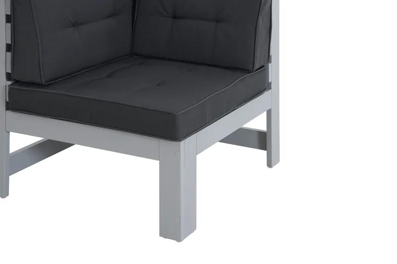 Husarn Hörnmodul Utomhus - Hörndel i Trä för Uteplats - Grå / Svarta dynor - Utemöbler & utemiljö - Loungemöbler - Loungeset & loungegrupp