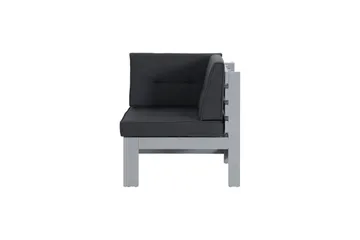 Husarn Hörnmodul Utomhus - Hörndel i Trä för Uteplats - Grå / Svarta dynor - Utemöbler & utemiljö - Loungemöbler - Loungeset & loungegrupp