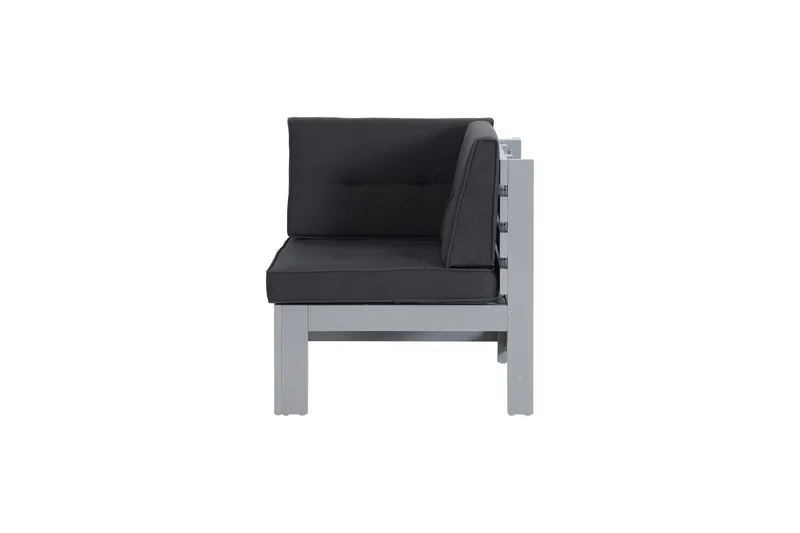 Husarn Hörnmodul Utomhus - Hörndel i Trä för Uteplats - Grå / Svarta dynor - Utemöbler & utemiljö - Loungemöbler - Loungeset & loungegrupp
