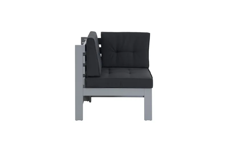 Husarn Hörnmodul Utomhus - Hörndel i Trä för Uteplats - Grå / Svarta dynor - Utemöbler & utemiljö - Loungemöbler - Loungeset & loungegrupp