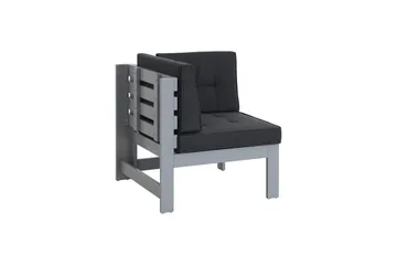 Husarn Hörnmodul Utomhus - Hörndel i Trä för Uteplats - Grå / Svarta dynor - Utemöbler & utemiljö - Loungemöbler - Loungeset & loungegrupp