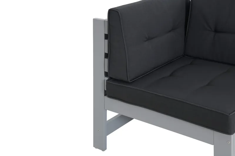 Husarn Hörnmodul Utomhus - Hörndel i Trä för Uteplats - Grå / Svarta dynor - Utemöbler & utemiljö - Loungemöbler - Loungeset & loungegrupp
