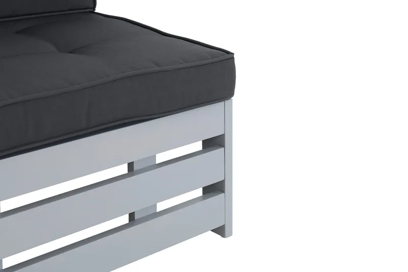 Husarn Mittmodul Utomhus - Mittendel i Trä för Uteplats - Grå / Svarta dynor - Utemöbler & utemiljö - Loungemöbler - Loungeset & loungegrupp