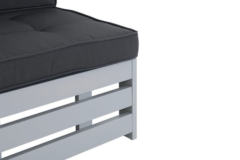Husarn Mittmodul Utomhus - Mittendel i Trä för Uteplats - Grå / Svarta dynor - Utemöbler & utemiljö - Loungemöbler - Loungeset & loungegrupp