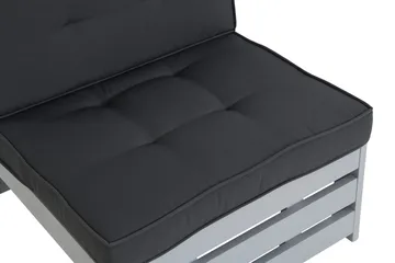 Husarn Mittmodul Utomhus - Mittendel i Trä för Uteplats - Grå / Svarta dynor - Utemöbler & utemiljö - Loungemöbler - Loungeset & loungegrupp