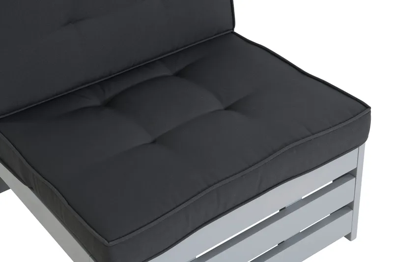 Husarn Mittmodul Utomhus - Mittendel i Trä för Uteplats - Grå / Svarta dynor - Utemöbler & utemiljö - Loungemöbler - Loungeset & loungegrupp