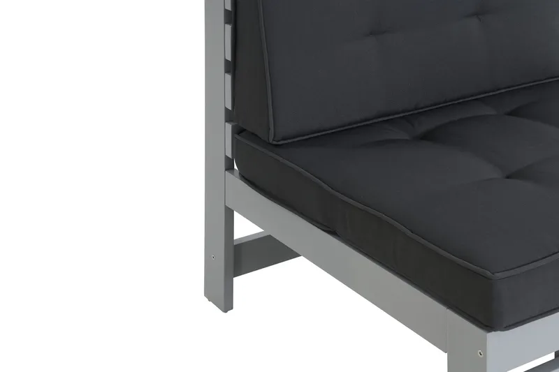 Husarn Mittmodul Utomhus - Mittendel i Trä för Uteplats - Grå / Svarta dynor - Utemöbler & utemiljö - Loungemöbler - Loungeset & loungegrupp