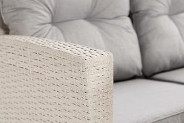 James Loungegrupp L-soffa utomhus - Loungeset 5-sits utemöbler - Soffgrupp till uteplats Höger - Vit / Gråa dynor - Utemöbler & utemiljö - Loungemöbler - Loungeset & loungegrupp