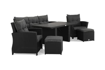 James Loungegrupp utomhus - Soffgrupp till uteplats 5-sits - Loungeset konstrotting utemöbler - Aintwood - Svart / Gråa dynor - Utemöbler & utemiljö - Loungemöbler - Loungeset & loungegrupp
