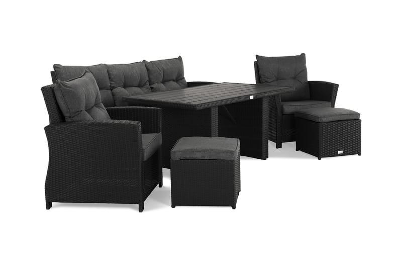 James Loungegrupp utomhus - Soffgrupp till uteplats 5-sits - Loungeset konstrotting utemöbler - Aintwood - Svart / Gråa dynor - Utemöbler & utemiljö - Loungemöbler - Loungeset & loungegrupp
