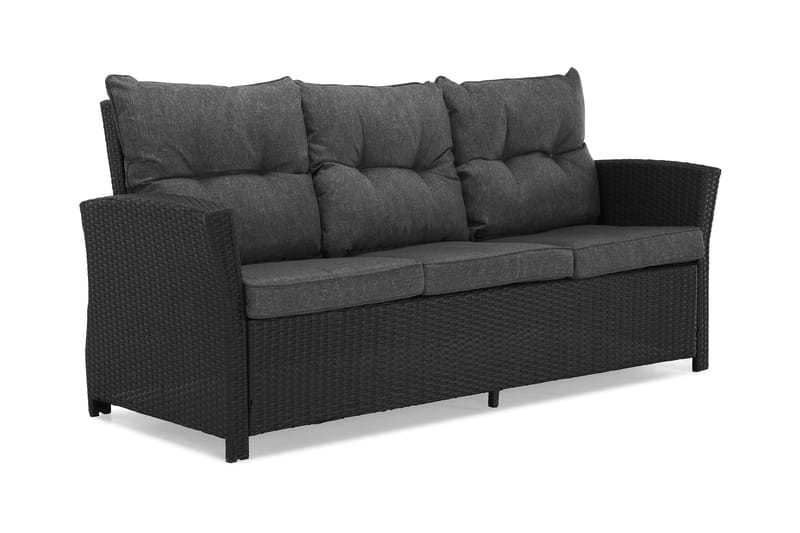 James Loungegrupp utomhus - Soffgrupp till uteplats 5-sits - Loungeset konstrotting utemöbler - Aintwood - Svart / Gråa dynor - Utemöbler & utemiljö - Loungemöbler - Loungeset & loungegrupp