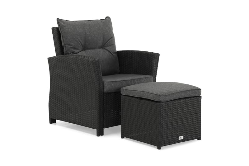 James Loungegrupp utomhus - Soffgrupp till uteplats 5-sits - Loungeset konstrotting utemöbler - Aintwood - Svart / Gråa dynor - Utemöbler & utemiljö - Loungemöbler - Loungeset & loungegrupp