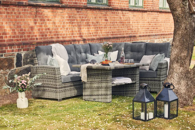 James Lyx Loungegrupp Vändbar - Grå / Svarta dynor - Utemöbler & utemiljö - Loungemöbler - Loungeset & loungegrupp