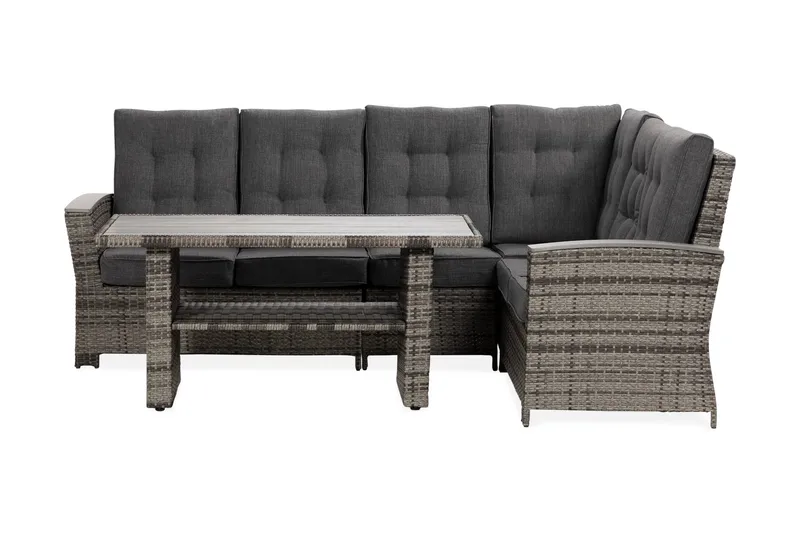 James Lyx Loungegrupp Vändbar, Grå / Svarta dynor