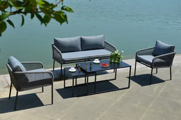 Levine Utesoffagrup Svart - Utemöbler & utemiljö - Loungemöbler - Loungeset & loungegrupp