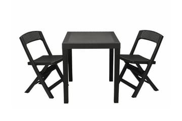 Liten 2- sits matgrupp Utomhus - Litet cafeset i plast för balkong terrass uteplats - Antracit - Utemöbler & utemiljö - Loungemöbler - Loungeset & loungegrupp