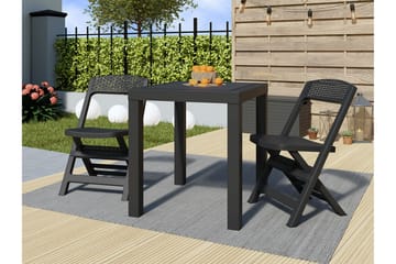 Liten 2- sits matgrupp Utomhus - Litet cafeset i plast för balkong terrass uteplats - Antracit - Utemöbler & utemiljö - Loungemöbler - Loungeset & loungegrupp