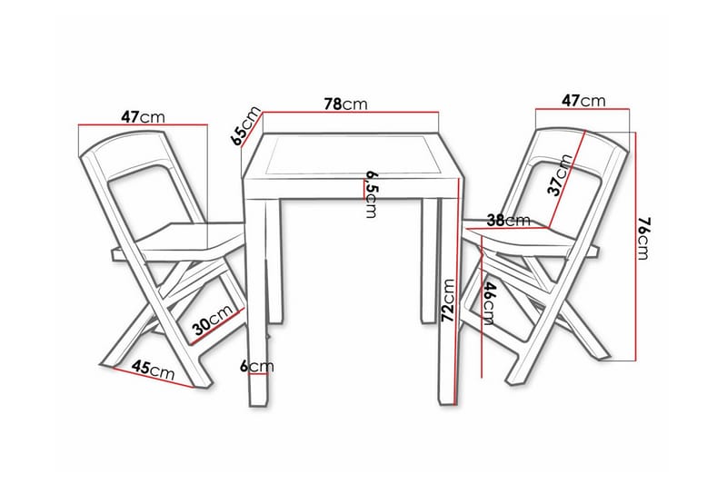 Liten 2- sits matgrupp Utomhus - Litet cafeset i plast för balkong terrass uteplats - Antracit - Utemöbler & utemiljö - Loungemöbler - Loungeset & loungegrupp