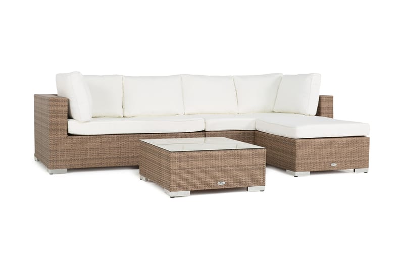 Loungegrupp Bahamas 4-sits 2 Divan/Bord - Sand / Vita dynor - Utemöbler & utemiljö - Loungemöbler - Loungeset & loungegrupp