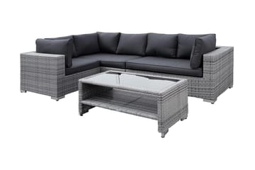 Loungegrupp Bahamas 5-sits Bord m Hylla - Grå - Utemöbler & utemiljö - Loungemöbler - Loungeset & loungegrupp
