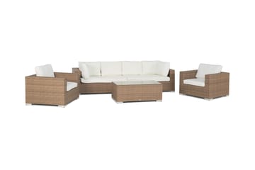 Loungegrupp Bahamas 6-sits 1 Bord - Ljusbeige / Vita dynor - Utemöbler & utemiljö - Loungemöbler - Loungeset & loungegrupp