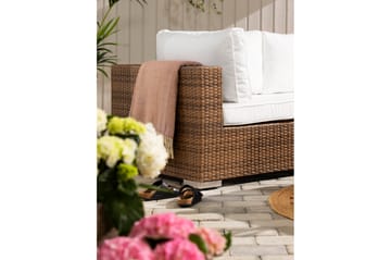 Loungegrupp Bahamas 6-sits Bord - Beige / Vita dynor / Glas - Utemöbler & utemiljö - Loungemöbler - Loungeset & loungegrupp