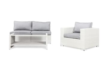 Loungegrupp Bahamas 6-sits Bord m Hylla - Fåtölj Vit - Utemöbler & utemiljö - Loungemöbler - Loungeset & loungegrupp