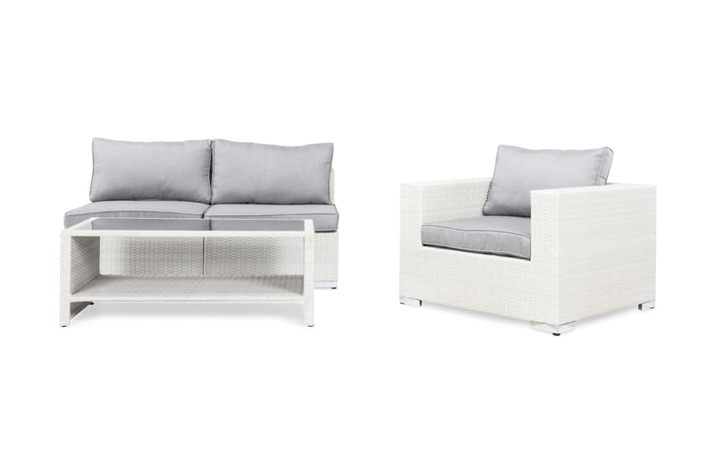 Loungegrupp Bahamas 6-sits Bord m Hylla - Fåtölj Vit - Utemöbler & utemiljö - Loungemöbler - Loungeset & loungegrupp
