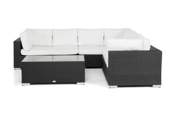 Loungegrupp Bahamas 6-sits Bord - Svart / Vita dynor / Glas - Utemöbler & utemiljö - Loungemöbler - Loungeset & loungegrupp