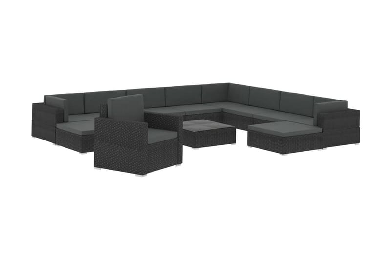 Loungegrupp för trädgården m. dynor 12 delar konstrotting sv - Svart - Loungeset & loungegrupp - Soffgrupp utomhus