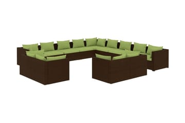 Loungegrupp för trädgården med dynor 13delar brun konstrotti