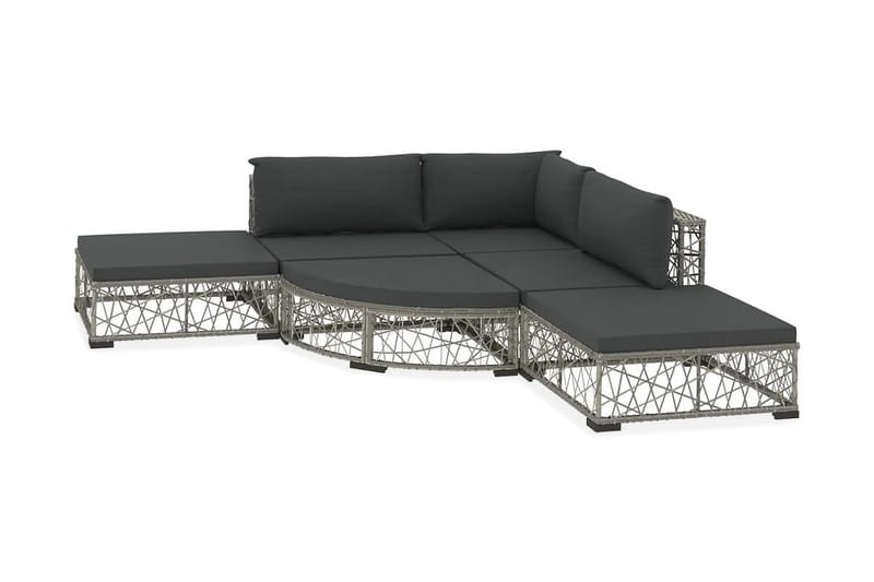 Loungegrupp för trädgården med dynor 6 delar konstrotting gr - Grå - Loungeset & loungegrupp - Soffgrupp utomhus