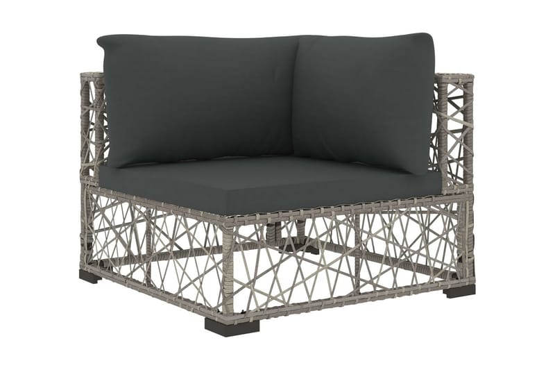 Loungegrupp för trädgården med dynor 6 delar konstrotting gr - Grå - Loungeset & loungegrupp - Soffgrupp utomhus