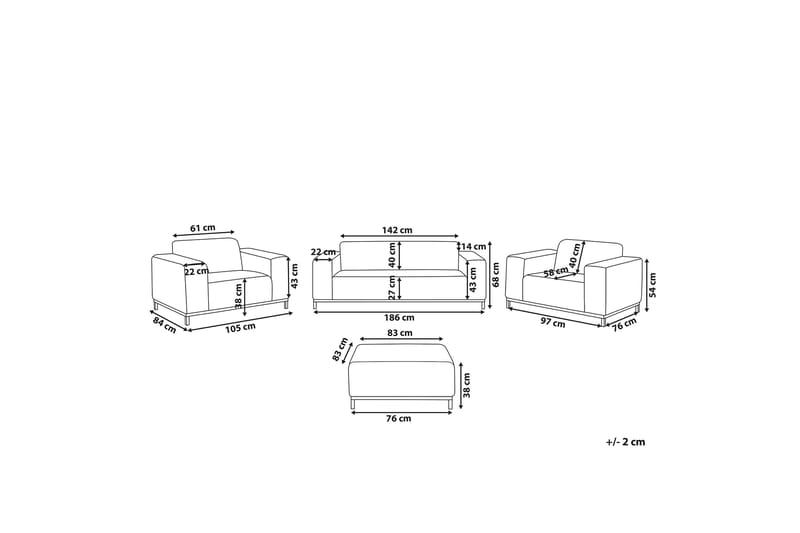 Loungegrupp Hughen 5-sits - Beige/Svart - Loungeset & loungegrupp - Soffgrupp utomhus