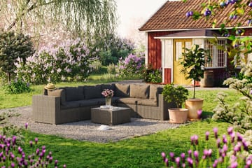 Loungegrupp Marcus - Brun / Sand / Gråa dynor - Utemöbler & utemiljö - Loungemöbler - Loungeset & loungegrupp