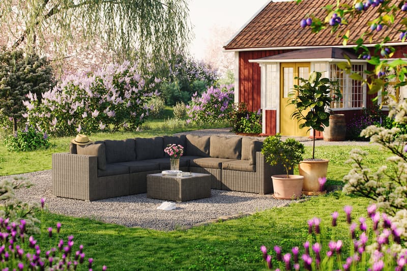 Loungegrupp Marcus - Brun / Sand / Gråa dynor - Utemöbler & utemiljö - Loungemöbler - Loungeset & loungegrupp