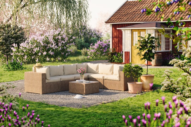 Loungegrupp Marcus - Sand / Vita dynor - Utemöbler & utemiljö - Loungemöbler - Loungeset & loungegrupp