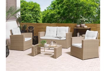 Loungegrupp Utomhus 4-sits konstrotting ljusbrun LUCA - Trä/natur - Utemöbler & utemiljö - Loungemöbler - Loungeset & loungegrupp