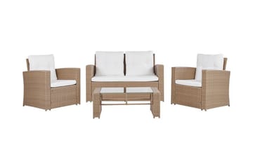 Loungegrupp Utomhus 4-sits konstrotting ljusbrun LUCA - Trä/natur - Utemöbler & utemiljö - Loungemöbler - Loungeset & loungegrupp