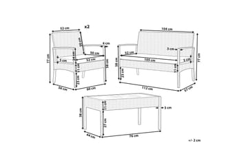 Loungegrupp Utomhus 4-sits konstrotting ljusbrun MARSALA - Trä/natur - Utemöbler & utemiljö - Loungemöbler - Loungeset & loungegrupp