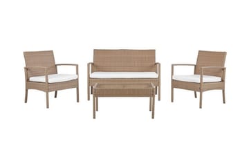 Loungegrupp Utomhus 4-sits konstrotting ljusbrun MARSALA - Trä/natur - Utemöbler & utemiljö - Loungemöbler - Loungeset & loungegrupp