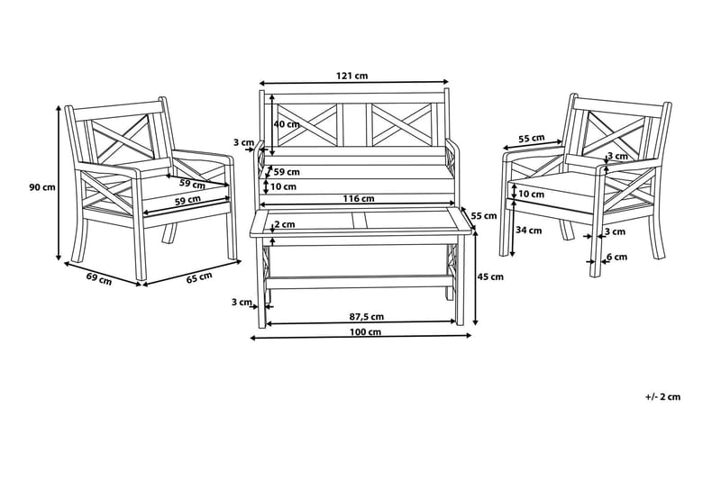 Loungegrupp Utomhus Baltic 100 cm - Vit - Utemöbler & utemiljö - Loungemöbler - Loungeset & loungegrupp