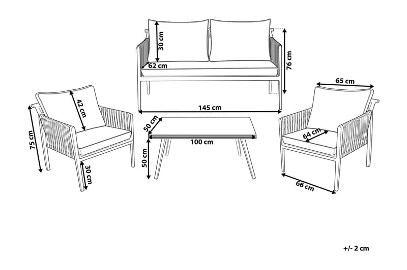 Loungegrupp Utomhus Latina 66 cm - Vit - Utemöbler & utemiljö - Loungemöbler - Loungeset & loungegrupp