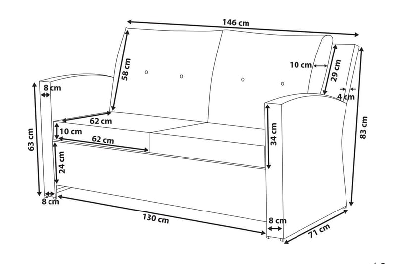Loungegrupp Utomhus Marino 146 cm - Vit - Utemöbler & utemiljö - Loungemöbler - Loungeset & loungegrupp