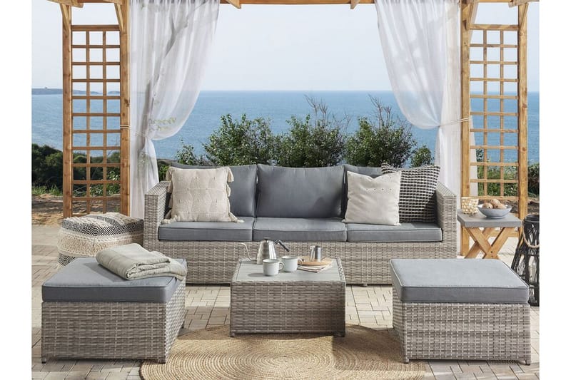 Loungegrupp Utomhus rottig grå SABBIA - Grå - Utemöbler & utemiljö - Loungemöbler - Loungeset & loungegrupp