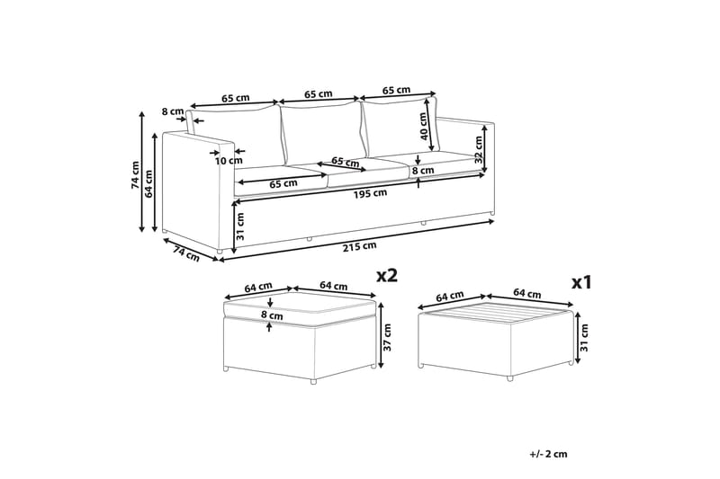 Loungegrupp Utomhus rottig grå SABBIA - Grå - Utemöbler & utemiljö - Loungemöbler - Loungeset & loungegrupp