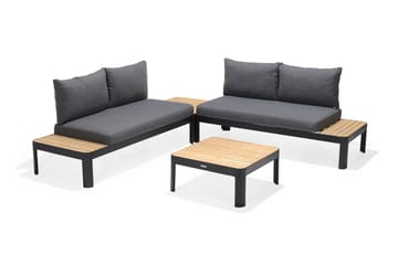 Loungegrupp Utomhus Portals 4-sits - Teak/Svart - Utemöbler & utemiljö - Loungemöbler - Loungeset & loungegrupp
