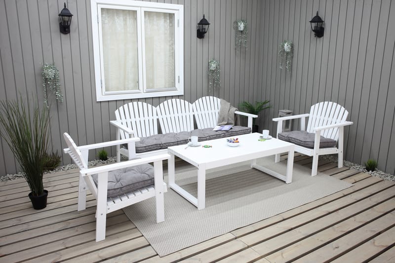 Loungeset Rolston Vit - Vit - Soffgrupp utomhus - Loungeset & loungegrupp